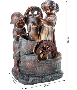 Dehner Polyresin-Gartenbrunnen Lea und Leon, solarfähig, ca. H68,5 cm