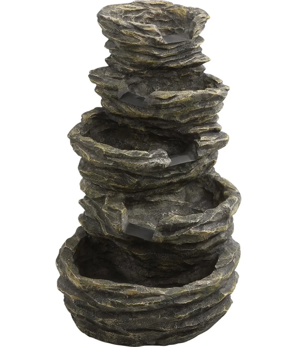 Dehner Polyresin-Gartenbrunnen Roccia, solarfähig, ca.H99 cm