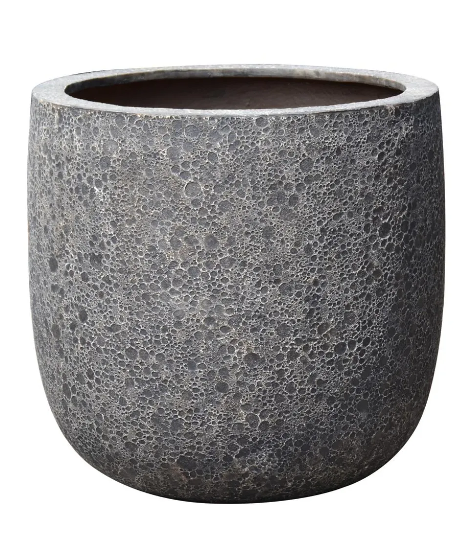 Dehner Polystone-Topf Lava, rund, schwarz