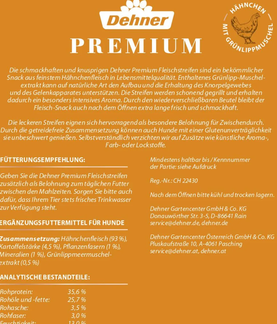 Dehner Premium Hundesnack Fleischstreifen, Hähnchen, 50 g