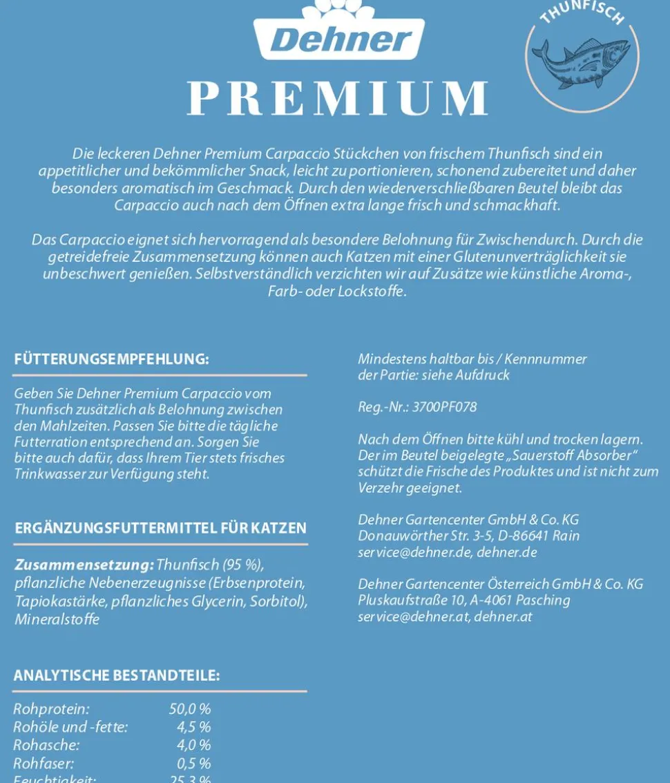Dehner Premium Katzensnack Carpaccio, 40 g
