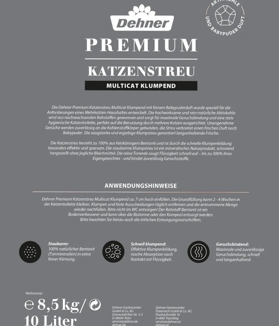 Dehner Premium Katzenstreu Multicat Klumpend, 8,5 kg