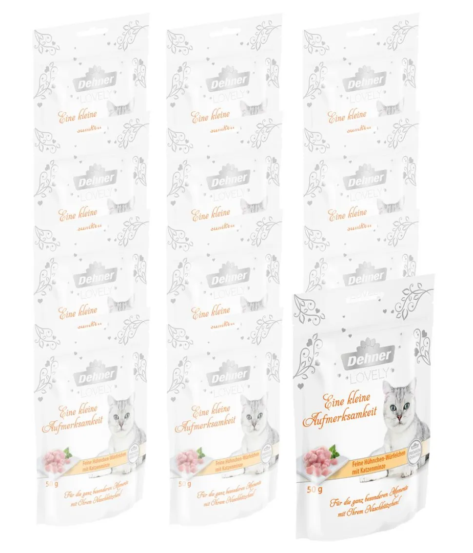 Dehner Premium Lovely Katzensnack Eine kleine Aufmerksamkeit, 12 x 50 g