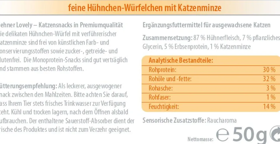 Dehner Premium Lovely Katzensnack Eine kleine Aufmerksamkeit, 12 x 50 g