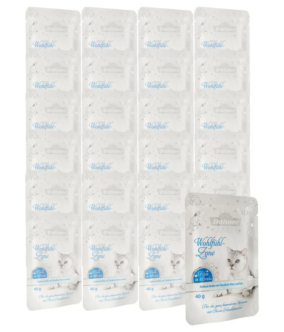 Dehner Premium Lovely Katzensnack Filets in Brühe Wohlfühl-Zone, 24 x 40 g