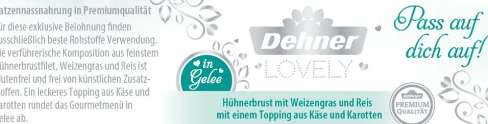 Dehner Premium Lovely Nassfutter für Katzen in Gelee Pass auf dich auf!, 24 x 85 g