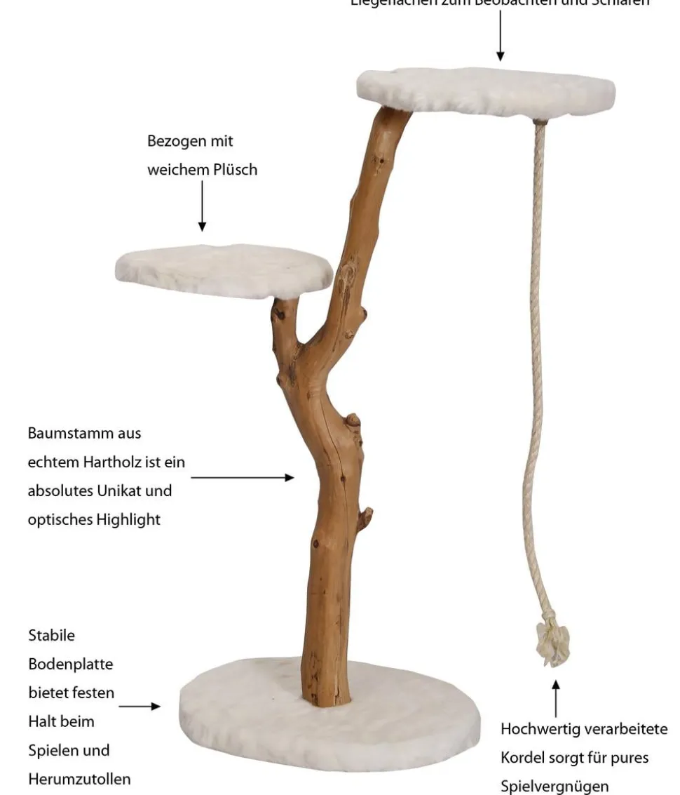 Dehner Premium Lovely Natur-Kratzbaum Erklimmen & Erholen, ca. B40/H99-109/T50 cm
