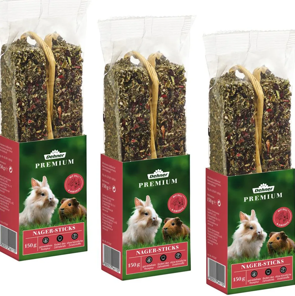 Dehner Premium Nager-Sticks getreidefrei, 3 x 150 g