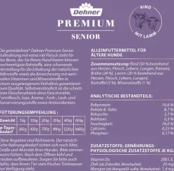 Dehner Premium Nassfutter für Hunde Senior, Rind mit Lamm