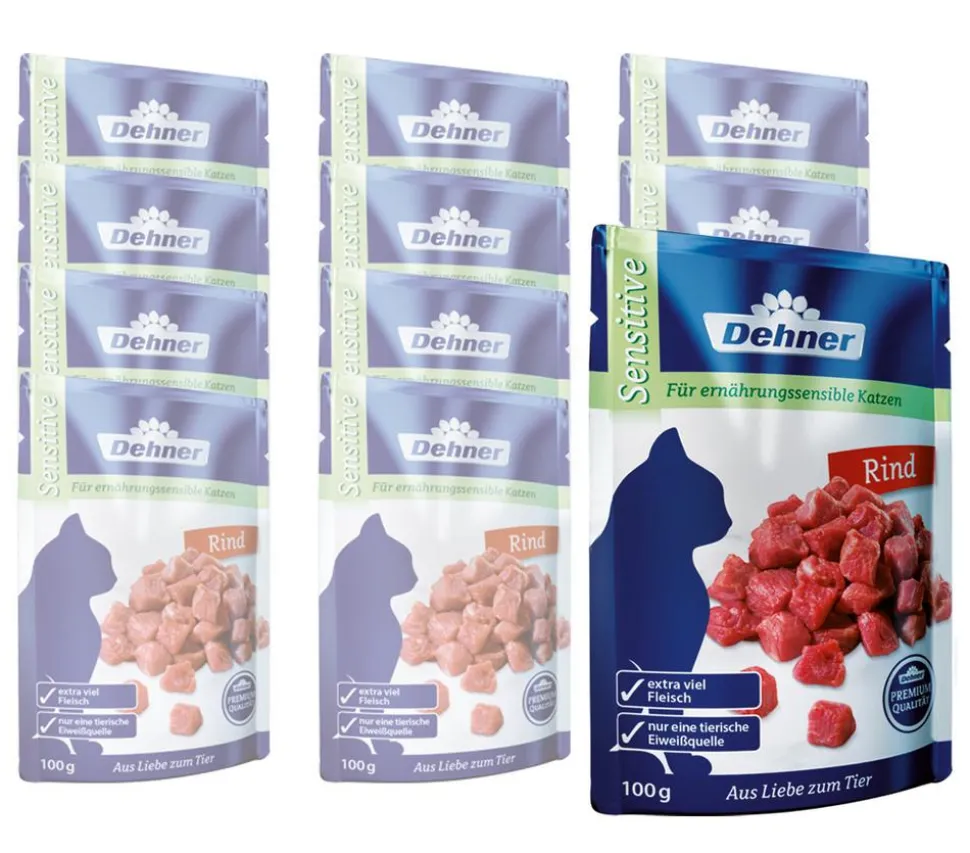 Dehner Premium Nassfutter für Katzen Sensitive, 12 x 100 g