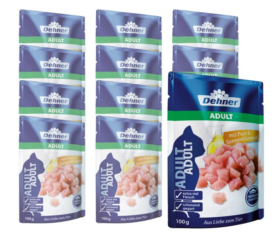Dehner Premium Nassfutter für Katzen Adult, 12 x 100 g