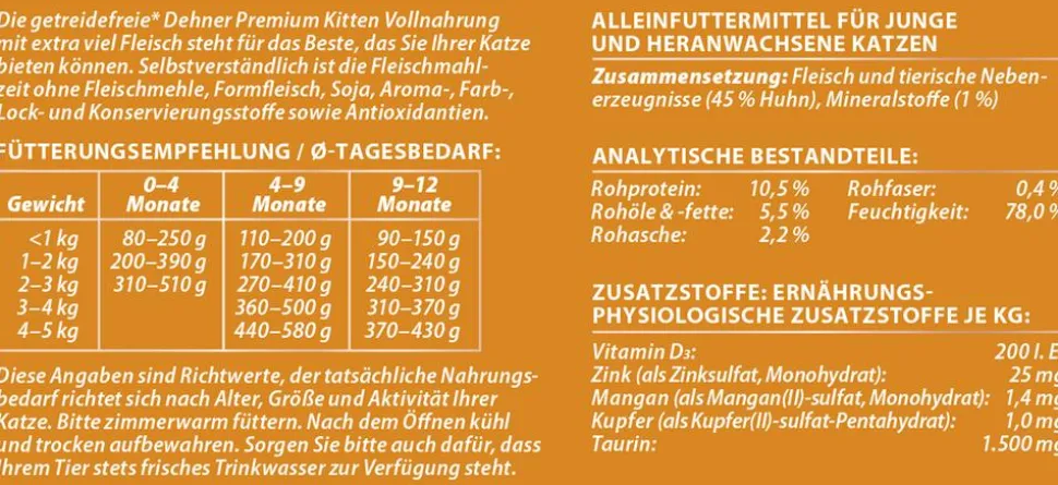Dehner Premium Nassfutter für Katzen Kitten, 6 x 200 g/400 g