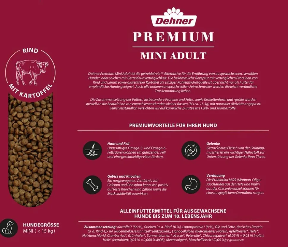 Dehner Premium Trockenfutter für Hunde Maxi Senior, Ente & Kartoffel