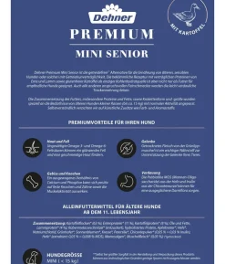 Dehner Premium Trockenfutter für Hunde Mini Senior, Ente mit Kartoffel