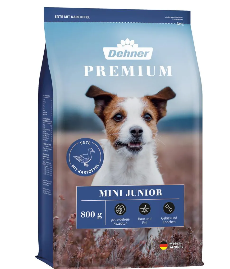 Dehner Premium Trockenfutter für Hunde Mini Junior, Ente & Kartoffel
