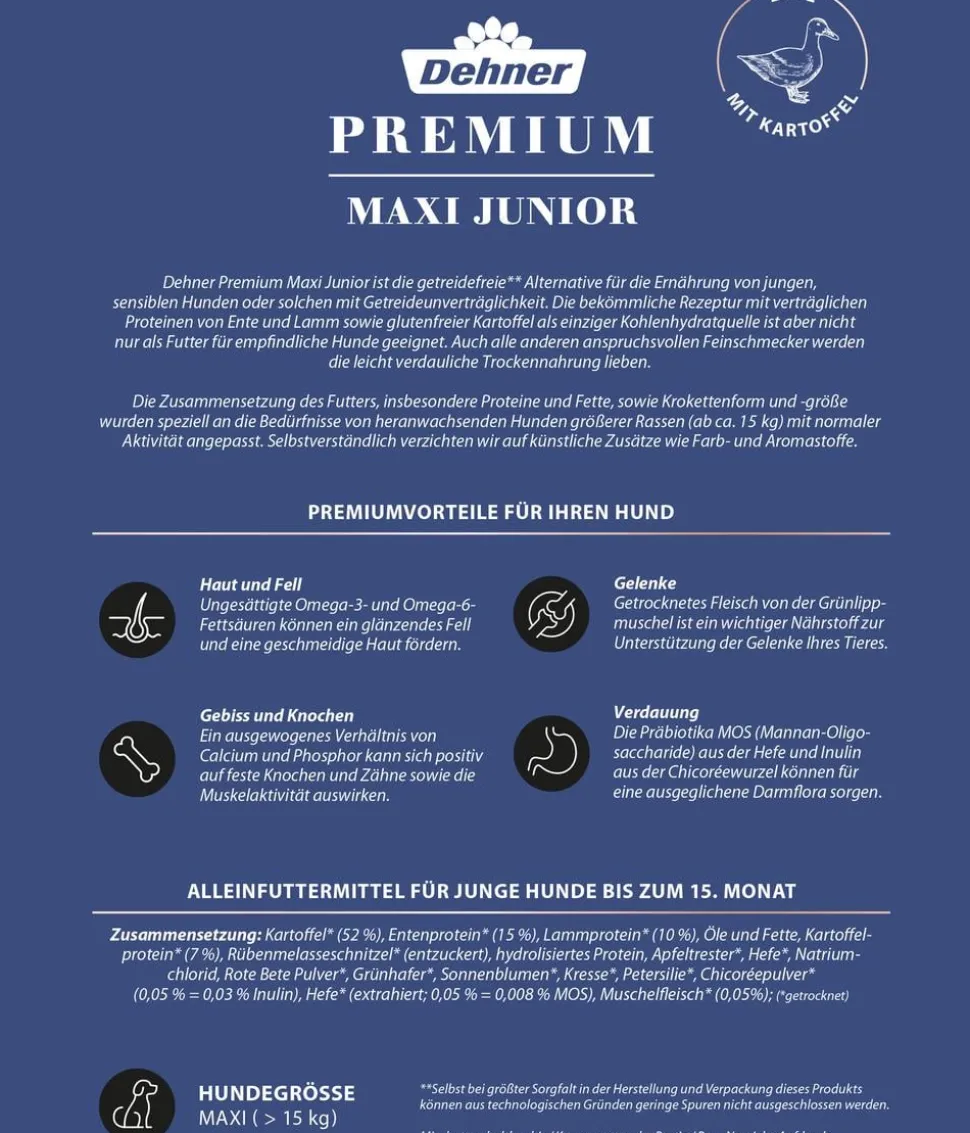 Dehner Premium Trockenfutter für Hunde Mini Adult, Rind & Kartoffel