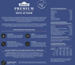 Dehner Premium Trockenfutter für Hunde Mini Junior, Ente & Kartoffel