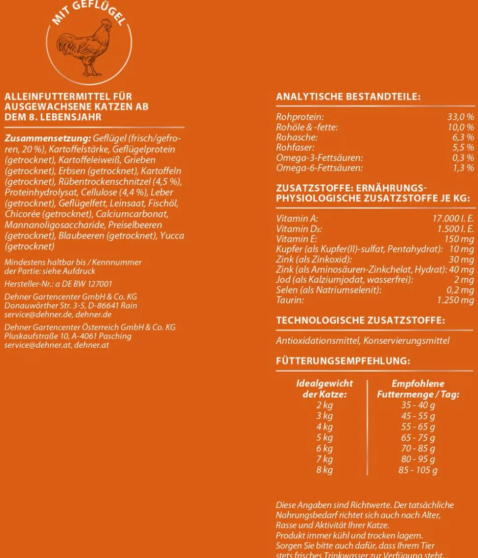 Dehner Premium Trockenfutter für Katzen Kitten, Huhn