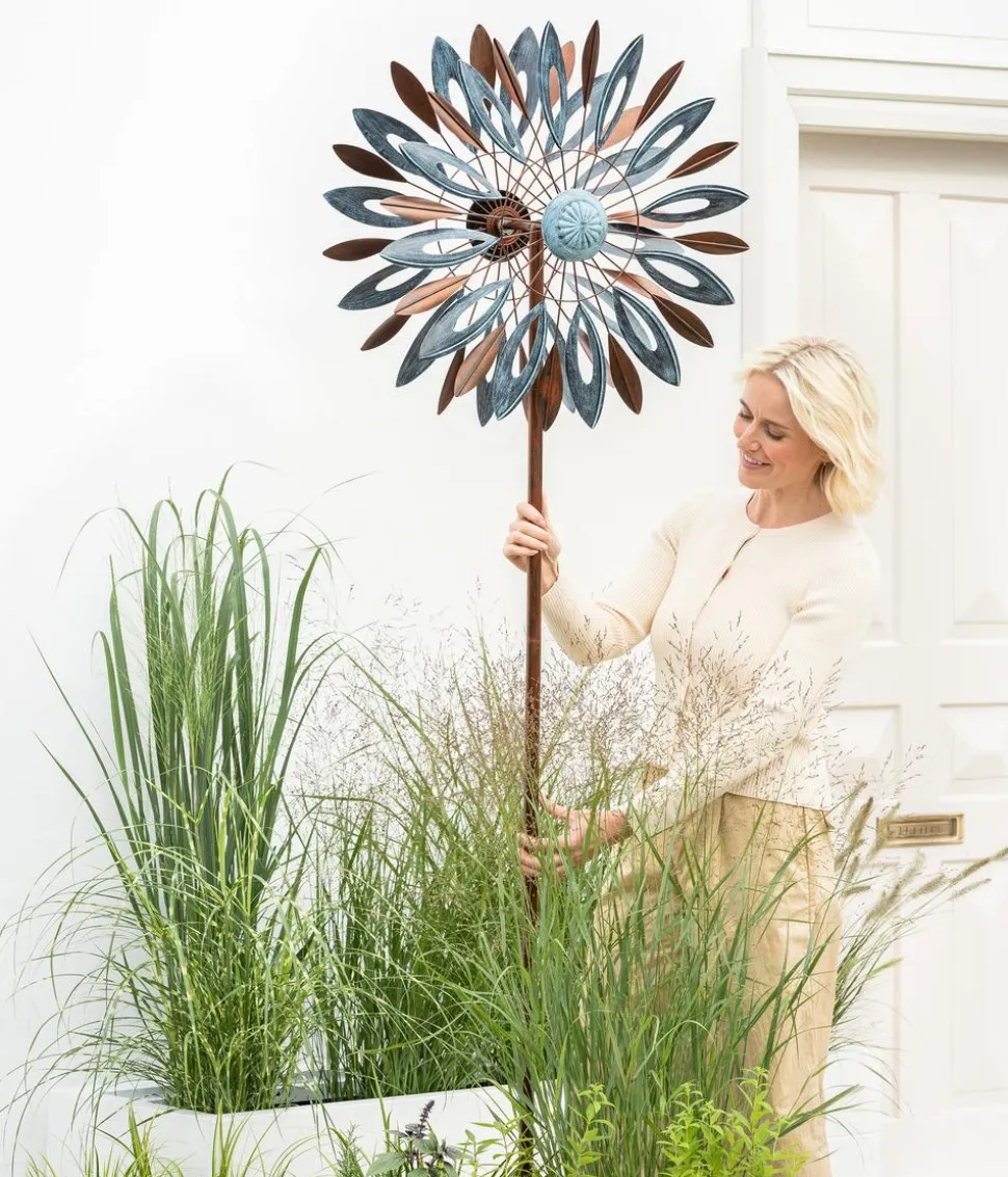Dehner Riesen Windrad, bronze/blau, ca. Ø61/H213 cm