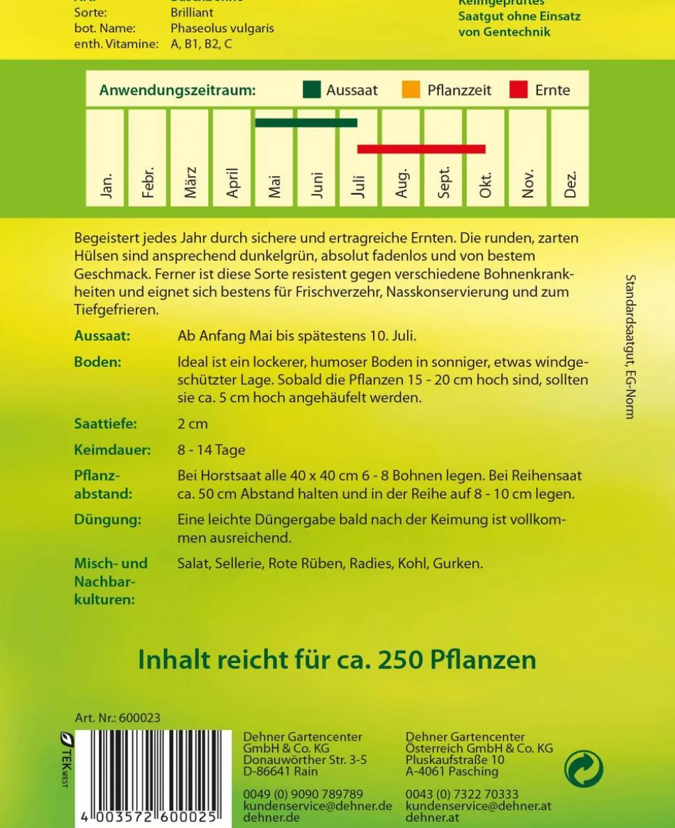 Dehner Samen Buschbohne 'Brilliant'