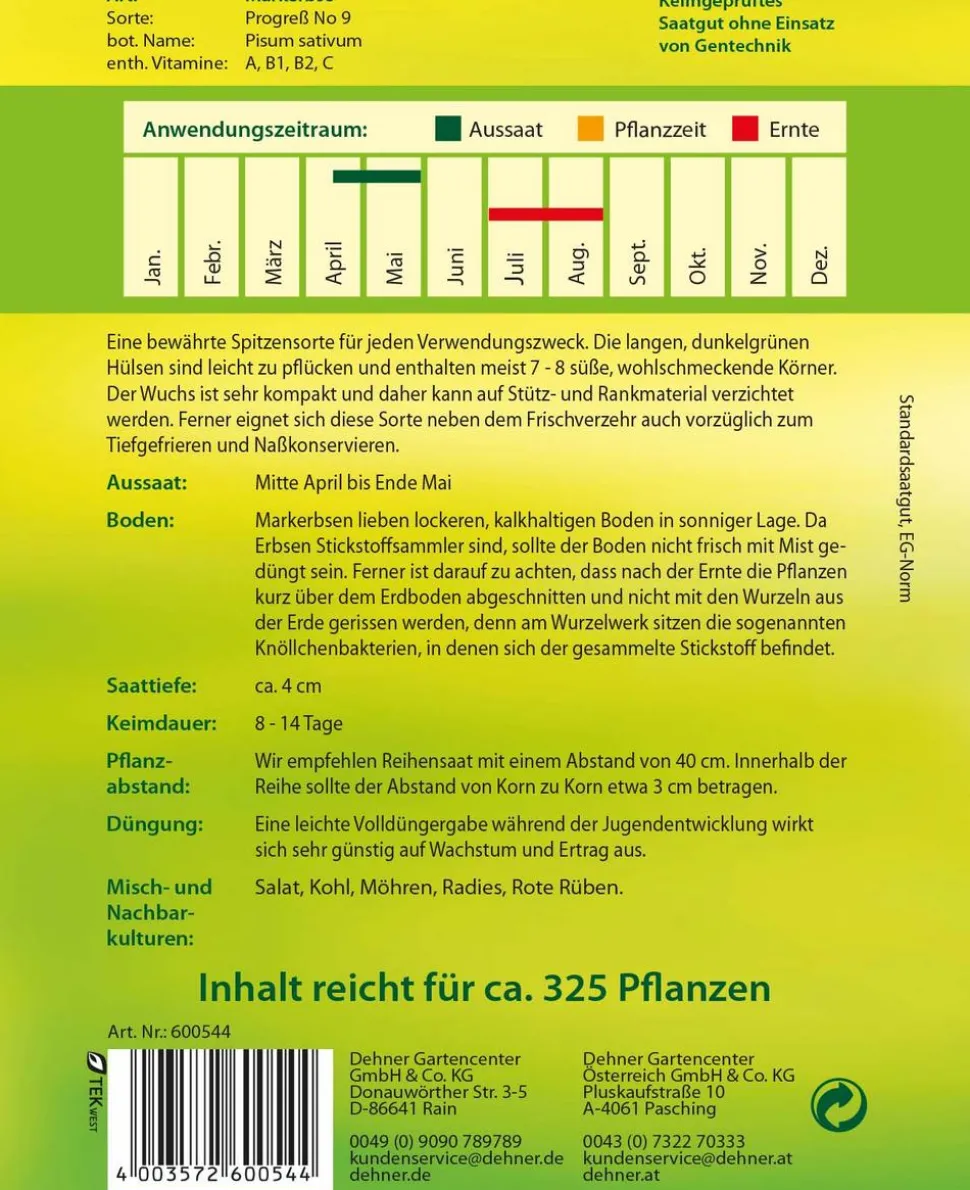 Dehner Samen Markerbse 'Progreß No 9'