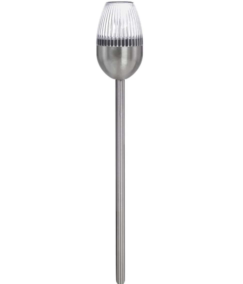 Dehner Solar-Edelstahlleuchte, gerillt, 4er-Set