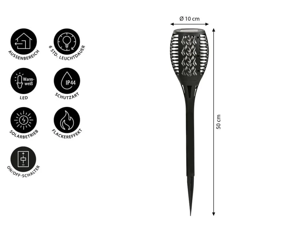 Dehner Solar-Flammenfackel Junior, ca. Ø10/H50 cm