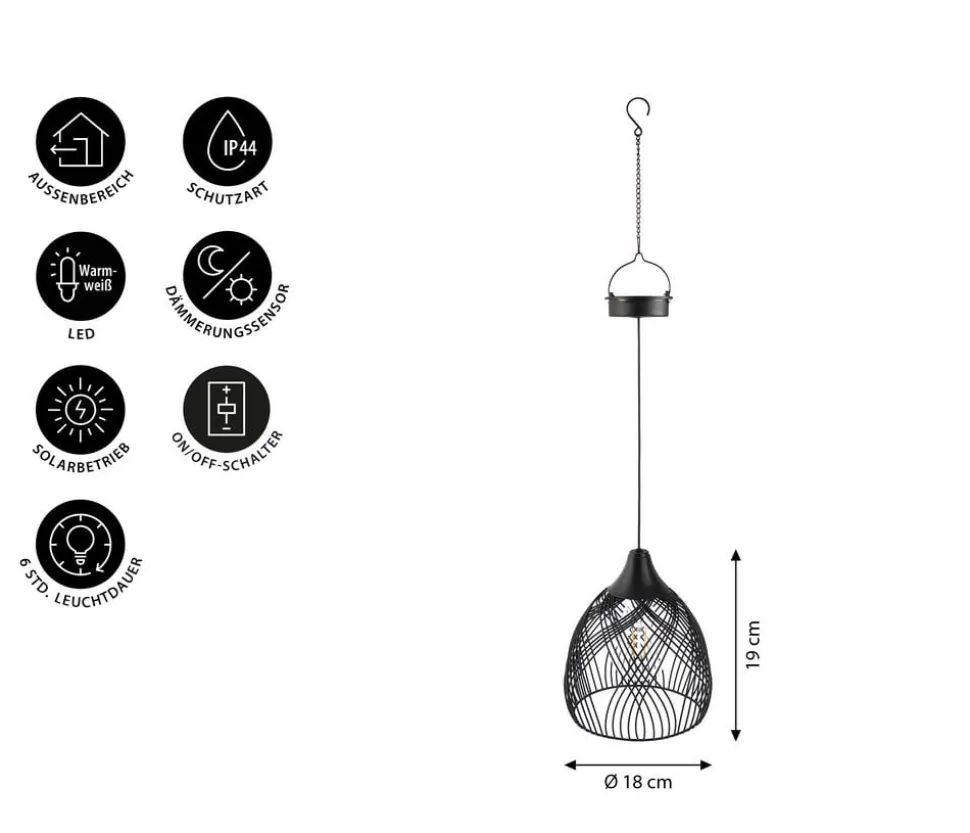 Dehner Solar-Lampe Romy, ca. Ø18/H19 cm