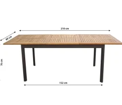 Dehner Teak-Ausziehtisch Colmar, ca. B152-210/H76/T89 cm