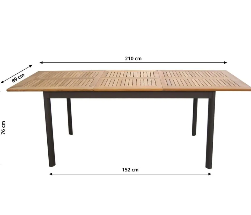 Dehner Teak-Ausziehtisch Colmar, ca. B152-210/H76/T89 cm
