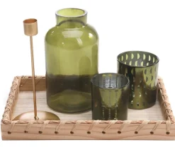Dehner Tischdeko-Set, grün/gold, 5-teilig