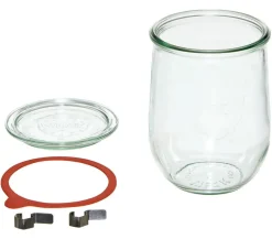 Dehner WECK® Tulpenglas, 1000 ml, inkl. Einkochringe & Klammern, 4er-Set