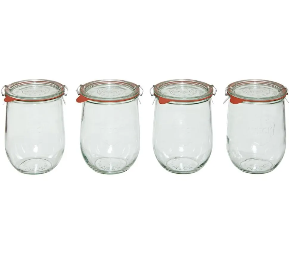 Dehner WECK® Tulpenglas, 1000 ml, inkl. Einkochringe & Klammern, 4er-Set
