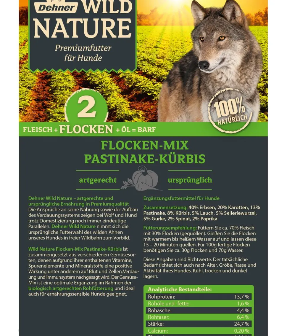 Dehner Wild Nature BARF-Ergänzungsfutter für Hunde Flocken-Mix Pastinake-Kürbis