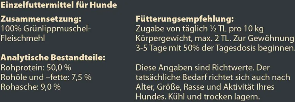 Dehner Wild Nature BARF-Ergänzungsfutter für Hunde Grünlippmuschel