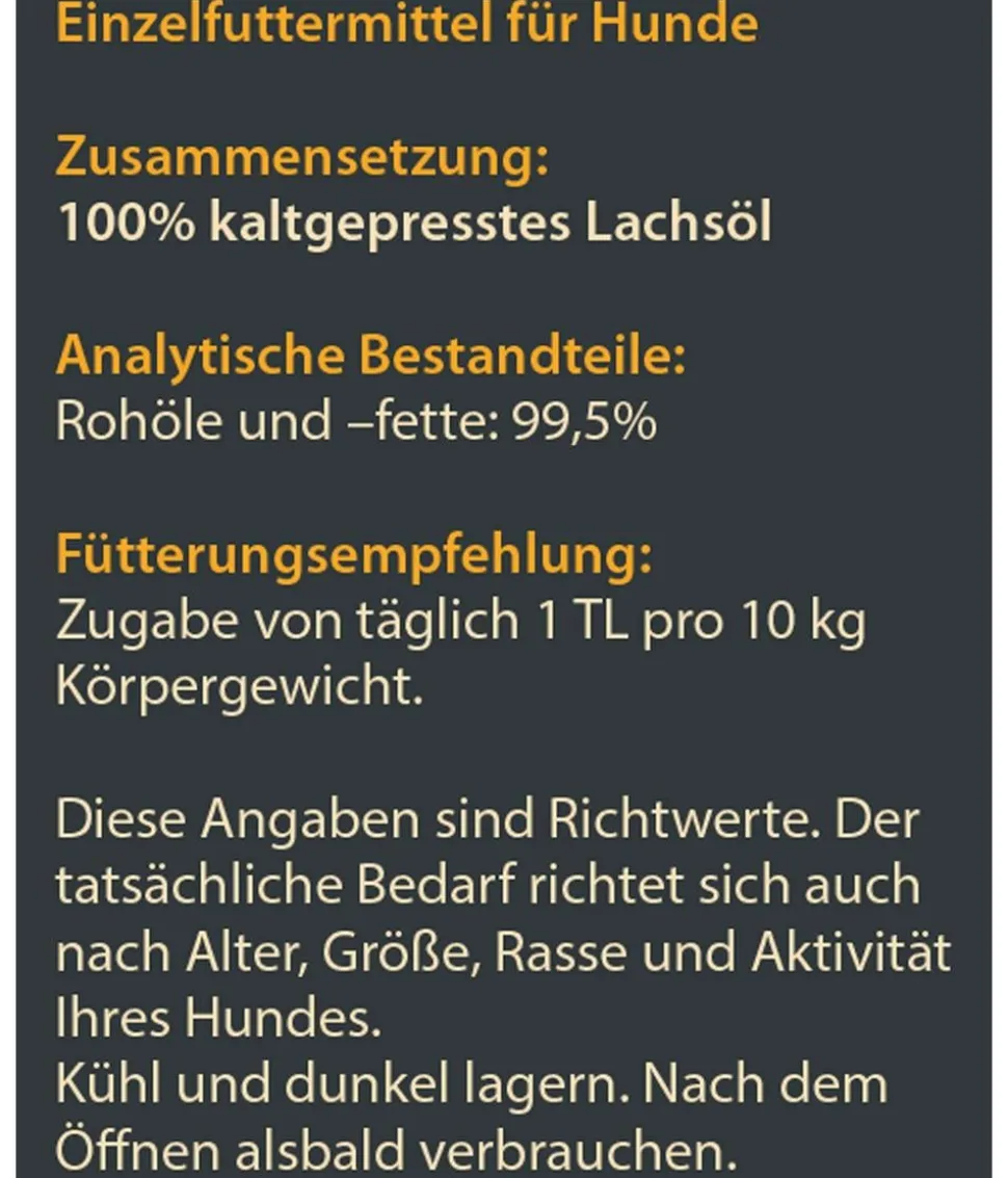 Dehner Wild Nature BARF-Ergänzungsfutter für Hunde Lachsöl