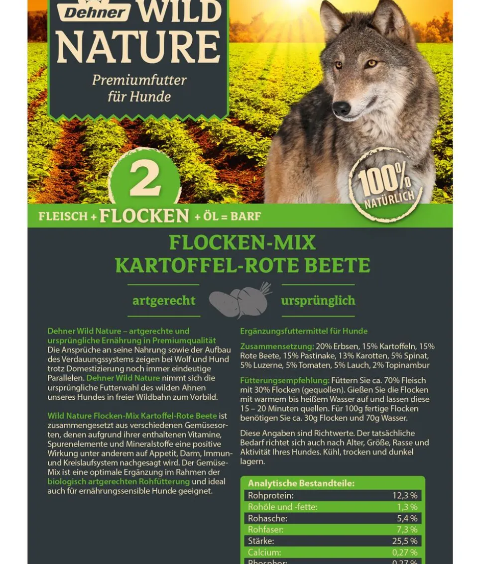Dehner Wild Nature BARF-Ergänzungsfutter für Hunde Flocken-Mix Kartoffel-Rote Beete