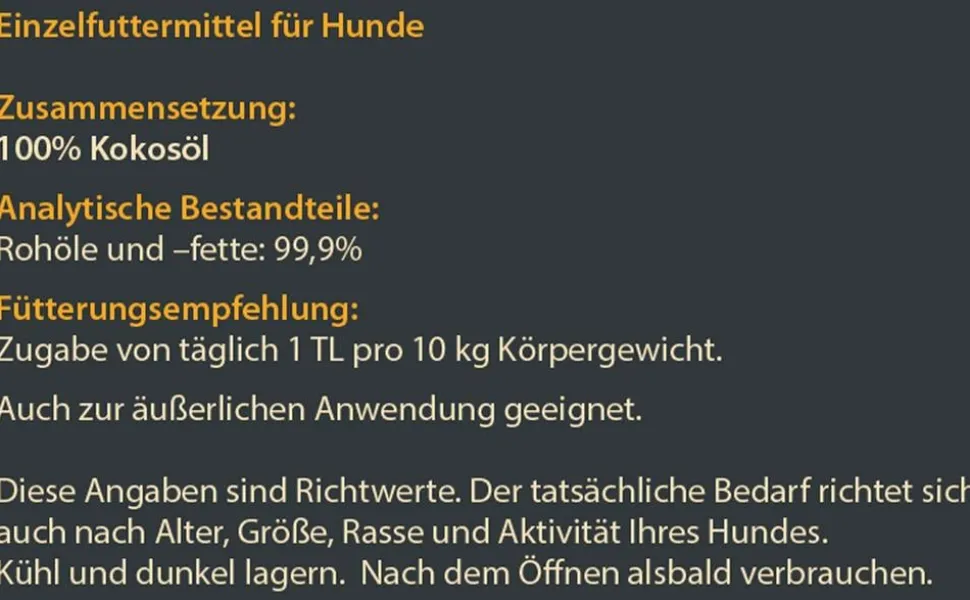 Dehner Wild Nature BARF-Ergänzungsfutter für Hunde Kokosöl