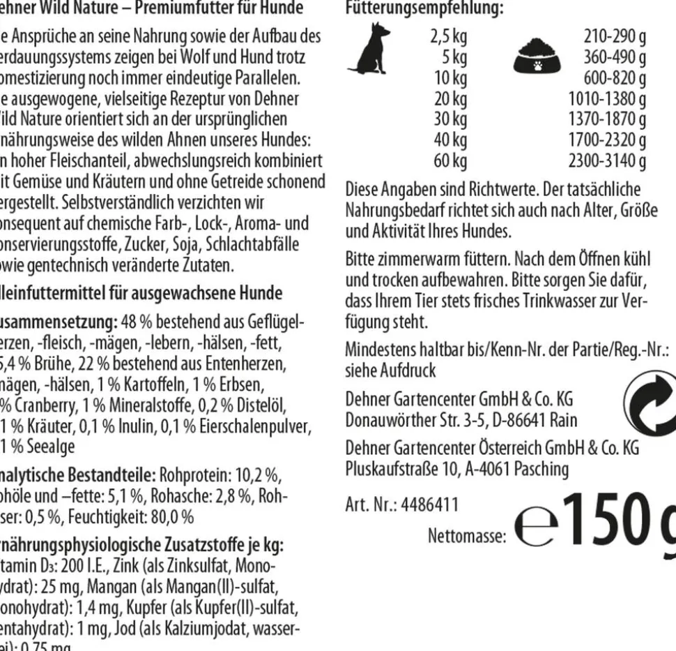 Dehner Wild Nature Nassfutter für Hunde Hochmoor Adult, 11 x 150 g