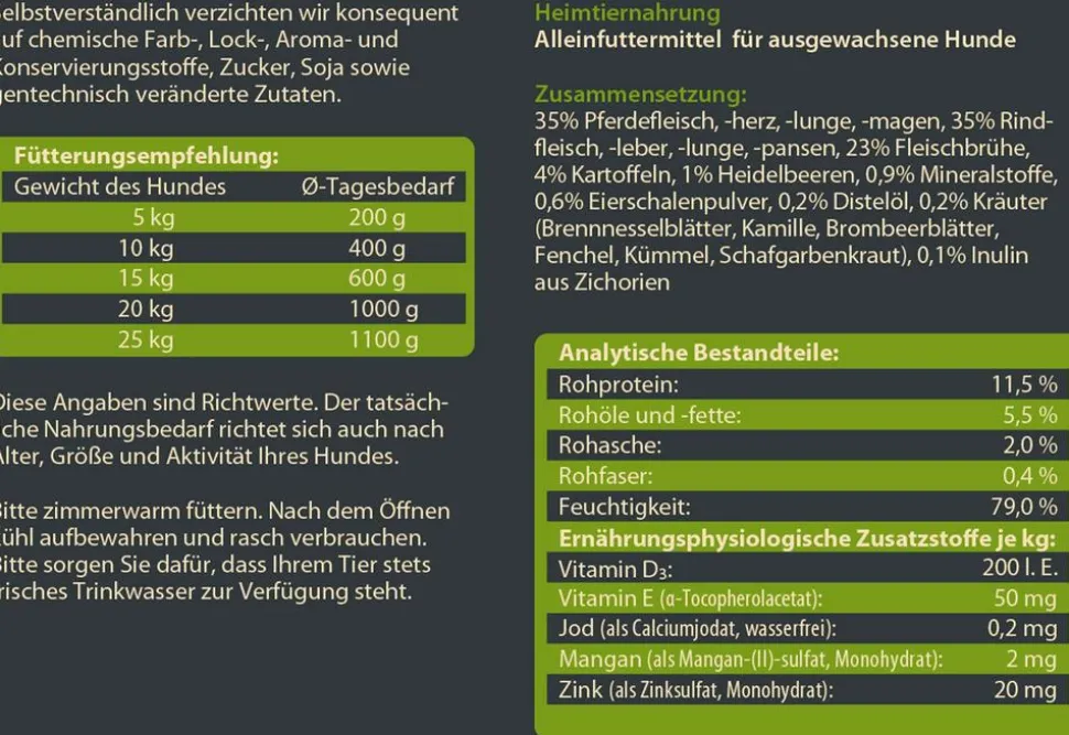 Dehner Wild Nature Nassfutter für Hunde Bergweide Adult, Pferd