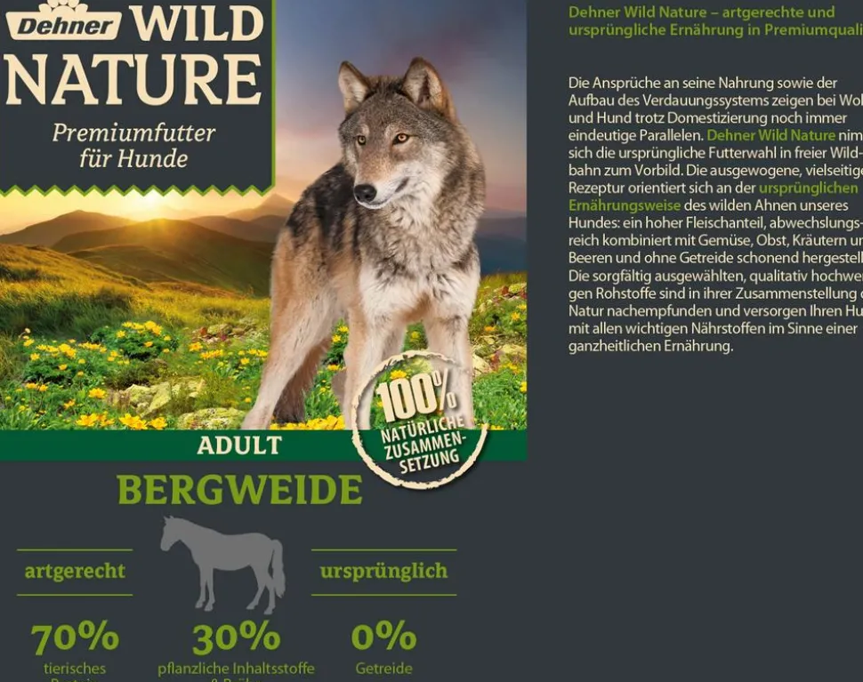 Dehner Wild Nature Nassfutter für Hunde Bergweide Adult, Pferd