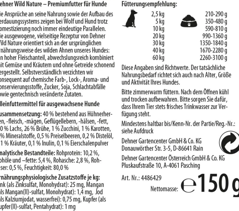 Dehner Wild Nature Nassfutter für Hunde Gebirgssee Adult, 11 x 150 g
