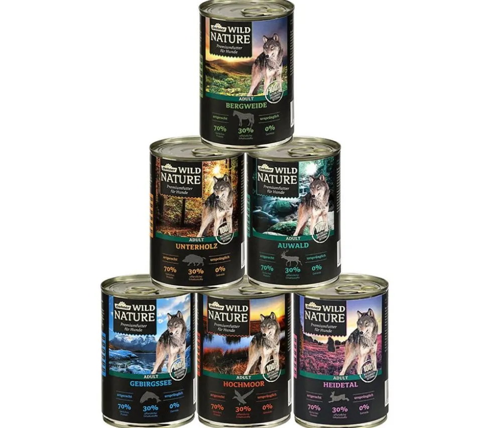 Dehner Wild Nature Nassfutter für Hunde Probier-Set, 6 x 400 g