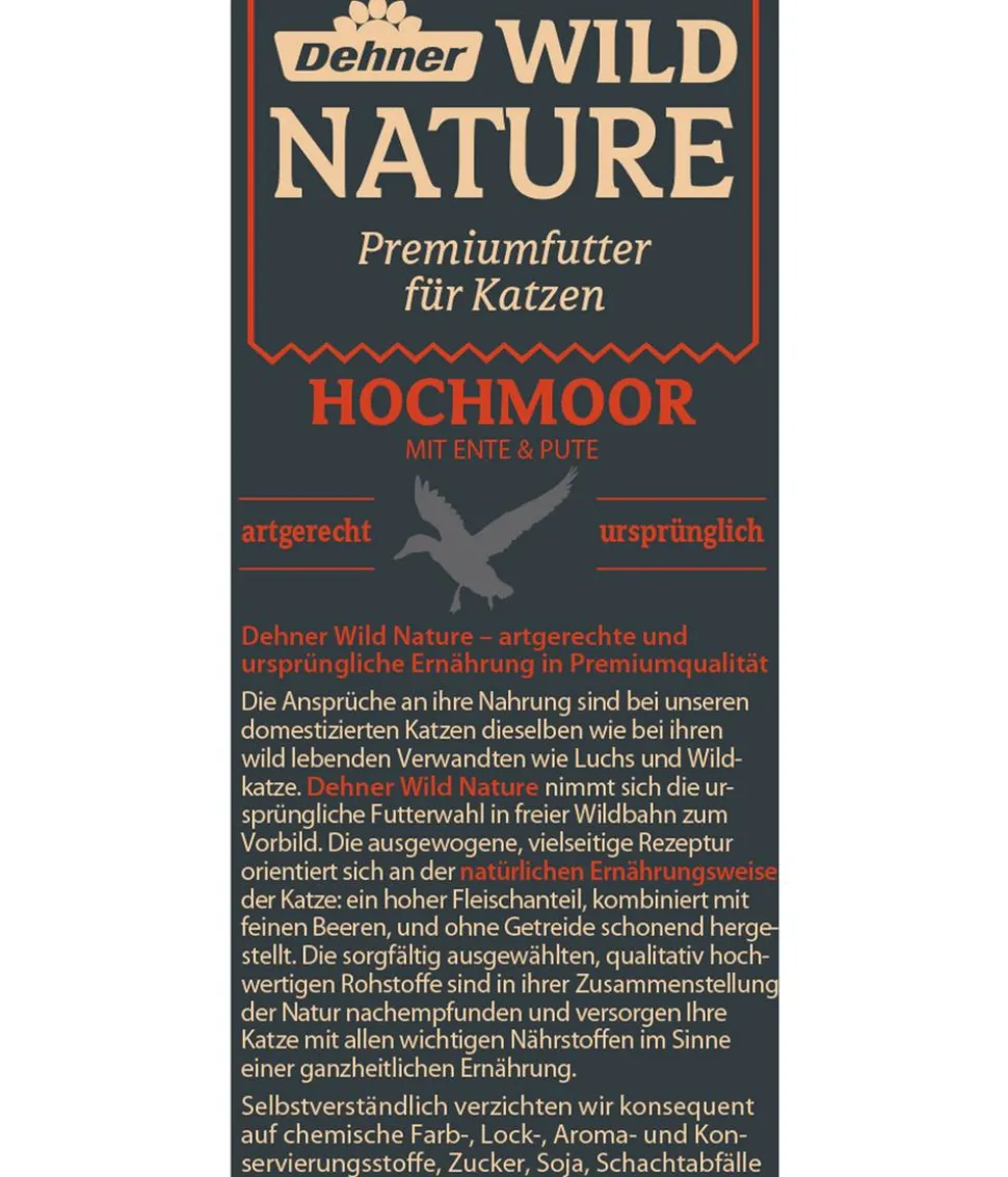 Dehner Wild Nature Nassfutter für Katzen Hochmoor Adult, Ente & Pute, 16 x 85 g