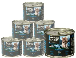 Dehner Wild Nature Nassfutter für Katzen Gebirgssee Adult, Lachs & Forelle, 6 x 200 g/400 g