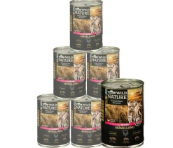 Dehner Wild Nature Nassfutter für Katzen Hügelland Kitten, Huhn, 6 x 200 g/400 g