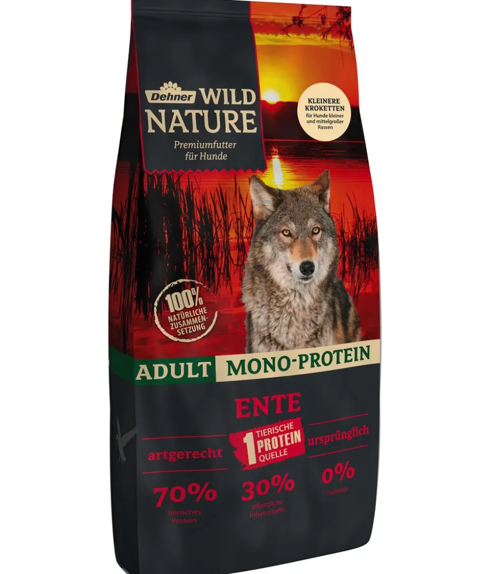 Dehner Wild Nature Trockenfutter für Hunde Mono-Protein Kleine Krokette Adult, Ente