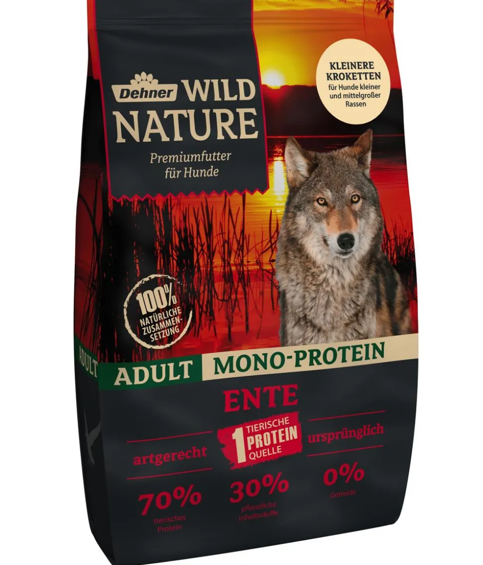 Dehner Wild Nature Trockenfutter für Hunde Mono-Protein Kleine Krokette Adult, Ente