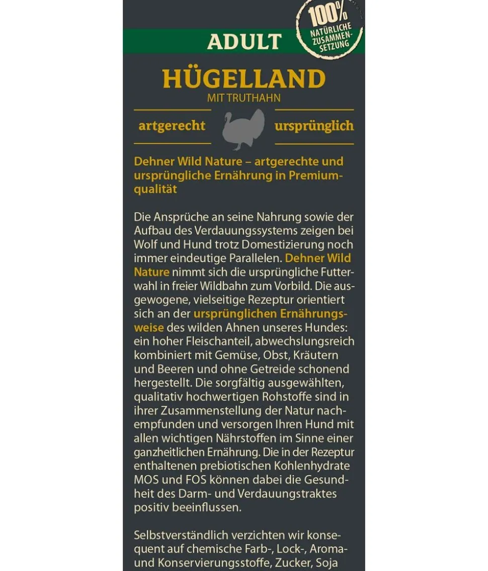 Dehner Wild Nature Trockenfutter für Hunde Hügelland Adult, Truthahn