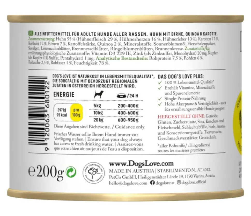 DOG'S LOVE Nassfutter für Hunde Adult, 6 x 200 g